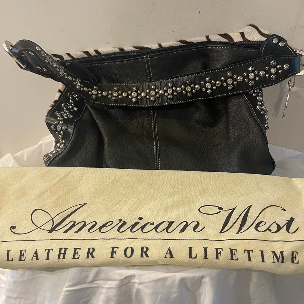 American West Leather Pony Hair Studded Women's Bag